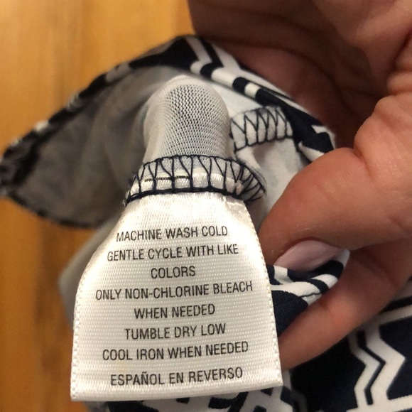 COPY - EUC collared sleeveless button down shirt dress navy/ white with belt - - Picture 6 of 6